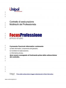 Unipol - Multirischi Del Professionista Focusprofessione Ufficio Studio - Modello 2227-11 Edizione 09-2011 [44P]