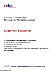 Unipol - Multirischi Dell'Attivita' Commerciale Sicurezza Esercenti - Modello 4026 Edizione 08-2011 [50P]