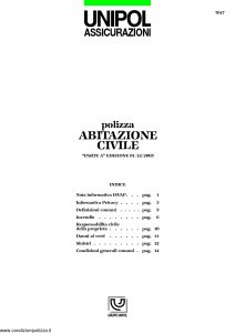 Unipol - Polizza Abitazione Civile - Modello 7017 Edizione 12-2005 [17P]