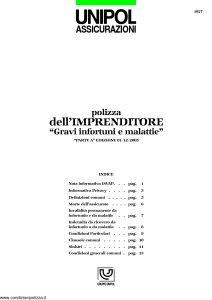 Unipol - Polizza Dell'Imprenditore Gravi Infortuni E Malattie - Modello 1027 Edizione 03-2006 [16P]