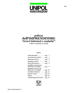 Unipol - Polizza Dell'Imprenditore Gravi Infortuni E Malattie - Modello 1027 Edizione 07-2006 [19P]