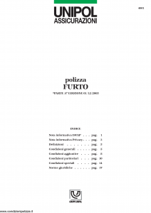 Unipol - Polizza Furto - Modello 4001 Edizione 01-12-2005 [23P]