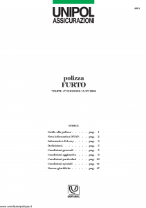 Unipol - Polizza Furto - Modello 4001 Edizione 15-07-2006 [23P]