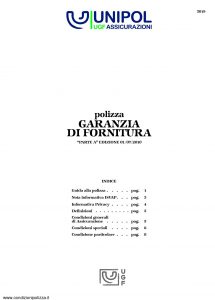 Unipol - Polizza Garanzia Di Fornitura - Modello 5019 Edizione 07-2010 [12P]