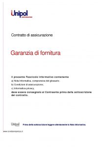 Unipol - Polizza Garanzia Di Fornitura - Modello 5019 Edizione 08-2011 [22P]