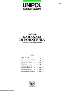 Unipol - Polizza Garanzia Di Fornitura - Modello 5019 Edizione 10-2006 [12P]