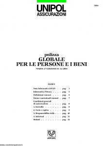 Unipol - Polizza Globale Persone E Beni - Modello 7099 Edizione 03-2006 [19P]