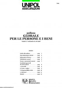 Unipol - Polizza Globale Persone E Beni - Modello 7099 Edizione 09-2007 [20P]