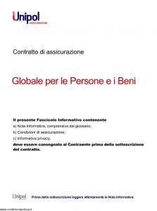 Unipol - Polizza Globale Persone E Beni - Modello 7099 Edizione 10-2011 [28P]