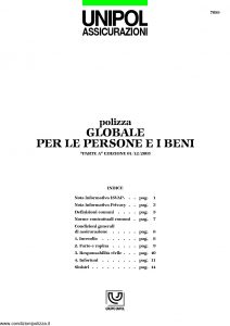 Unipol - Polizza Globale Persone E Beni - Modello 7099 Edizione 12-2005 [19P]