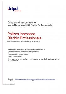 Unipol - Polizza Inarcassa Rischio Professionale - Modello 2029 Edizione 07-2011 [52P]