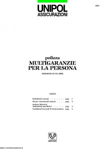 Unipol - Polizza Multigaranzie Per La Persona - Modello 1036 Edizione 01-2002 [8P]