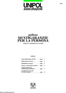 Unipol - Polizza Multigaranzie Per La Persona - Modello 1036 Edizione 03-2006 [15P]