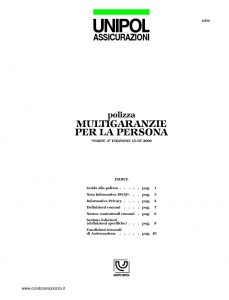 Unipol - Polizza Multigaranzie Per La Persona - Modello 1036 Edizione 07-2006 [15P]