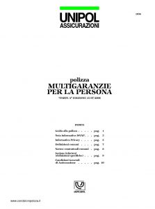 Unipol - Polizza Multigaranzie Per La Persona - Modello 1036 Edizione 07-2006 Stampa 04-2007 [16P]