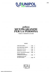 Unipol - Polizza Multigaranzie Per La Persona - Modello 1036 Edizione 07-2010 [16P]
