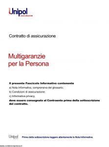 Unipol - Polizza Multigaranzie Per La Persona - Modello 1036 Edizione 08-2011 [58P]