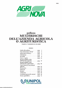 Unipol - Polizza Multirischi Dell'Azienda Agricola O Agrituristica - Modello 3022 Edizione 01-06-2009 [48P]