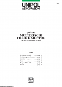 Unipol - Polizza Multirischi Fiere E Mostre - Modello 4025 Edizione 01-08-2003 [13P]