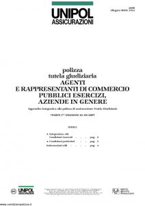 Unipol - Polizza Tutela Giudiziaria Agenti E Rappresentanti Di Commercio - Modello 2090 mod 2314 Edizione 09-2007 [4P]