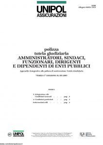 Unipol - Polizza Tutela Giudiziaria Amministratori Sindaci Funzionari Dirigenti E Dipendenti Enti Pubblici - Modello 2090 mod 2315 Edizione 09-2007 [4P]