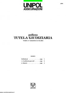 Unipol - Polizza Tutela Giudiziaria - Modello 2090 Edizione 08-2003 [5P]