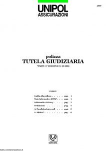 Unipol - Polizza Tutela Giudiziaria - Modello 2090 Edizione 10-2006 [12P]