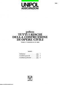 Unipol - Polizza Tutti I Rischi Della Costruzione Opere Civili - Modello 5006 Edizione 01-2002 [9P]