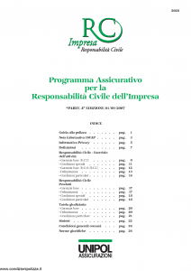 Unipol - Rc Impresa Programma Assicurativo Per La Responsabilita' Civile Dell'Impresa - Modello 2028 Edizione 01-09-2007 [32P]