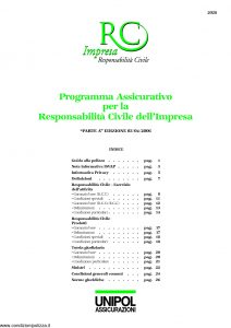 Unipol - Rc Impresa Programma Assicurativo Responsabilita' Civile Impresa - Modello 2028 Edizione 04-2006 [32P]