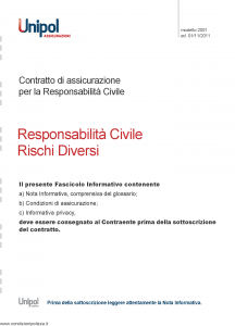 Unipol - Responsabilita' Civile Rischi Diversi - Modello 2001 Edizione 01-11-2011 [38P]