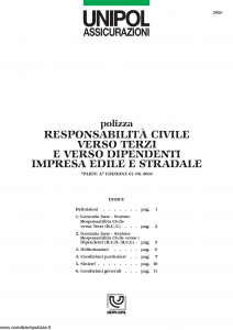 Unipol - Responsabilita' Civile Verso Terzi E Verso Dipendenti Impresa Edile E Stradale - Modello 2026 Edizione 01-08-2003 [13P]