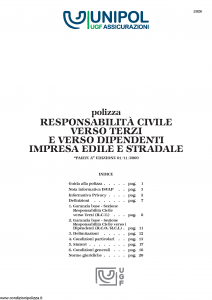 Unipol - Responsabilita' Civile Verso Terzi - Modello 2026 Edizione 01-11-2009 [27P]