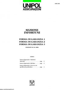 Unipol - Sezione Infortuni Forma Di Garanzia - Modello 1036-inf Edizione 01-2002 ver. 04-2003 [6P]