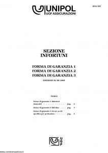 Unipol - Sezione Infortuni Forma Di Garanzia - Modello 1036-inf Edizione 06-2010 [6P]