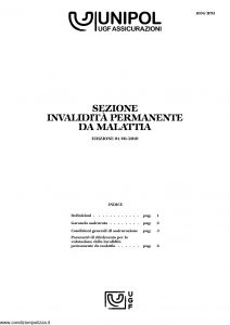 Unipol - Sezione Invalidita Permanente Da Malattia - Modello 1036-ipm Edizione 06-2010 [16P]