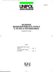 Unipol - Sezione Responsabilita' Civile E Tutela Giudiziaria - Modello 1036-rc Edizione 09-2007 [6P]