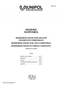 Unipol - Sezione Sanitaria Rimborso Spese Per Grandi Interventi Chirurgici - Modello 1036-san Edizione 05-2009 [12P]