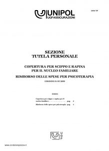 Unipol - Sezione Tutela Personale Copertura Per Scippo E Rapina Per Il Nucleo Familiare - Modello 1036-tp Edizione 05-2009 [4P]