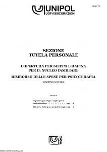 Unipol - Sezione Tutela Personale Copertura Per Scippo E Rapina Per Il Nucleo Familiare - Modello 1036-tp Edizione 06-2010 [4P]
