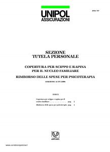 Unipol - Sezione Tutela Personale Copertura Per Scippo E Rapina Per Il Nucleo Familiare - Modello 1036-tp Edizione 07-2006 [4P]