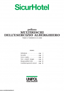 Unipol - Sicurhotel Multirischi Dell'Esercizio Alberghiero - Modello 3019 Edizione 01-01-2002 [17P]