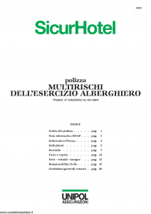 Unipol - Sicurhotel Multirischi Dell'Esercizio Alberghiero - Modello 3019 Edizione 01-09-2007 [24P]