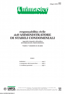 Unipol - Unimaster Responsabilita' Civile Dell'Amministratore Di Stabili Condominiali Allegato 2319 - Modello 2027 Edizione 01-08-2003 [4P]