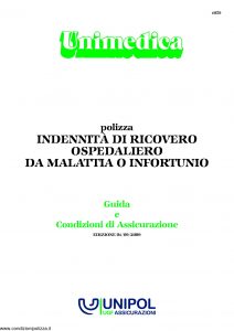 Unipol - Unimedica Indennita Di Ricovero Ospedaliero - Modello 1059 Edizione-09-2009 [28P]