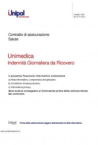 Unipol - Unimedica Indennita' Giornaliera Da Ricovero - Modello 1059 Edizione 11-2011 [26P]