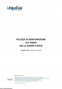 Unipolsai - All Risks Delle Opere D'Arte - Modello 3306 Edizione 01-01-2016 [29P]
