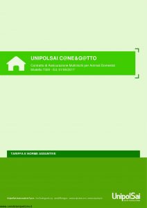 Unipolsai - Cane E Gatto Multirischi Per Animali Domestici Tariffe E Norme Assuntive - Modello 7300 Edizione 06-2017 [16P]