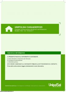 Unipolsai - Casa E Servizi Multirischi Dell'Abitazione - Modello 7263 Edizione 05-2017 [114P]