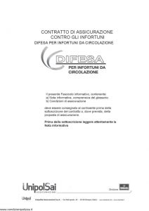 Unipolsai - Difesa Per Infortuni Da Circolazione - Modello 11583 Edizione 01-2014 [39P]